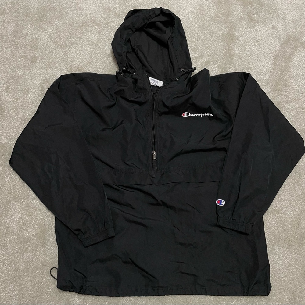 Champion Quarter Zip-Up Windbreaker Hoodie Jacket - Men’s Size L